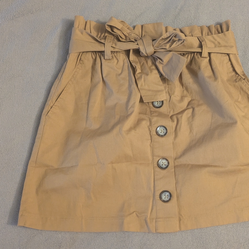 Forever 21 Tan Button-Down Mini Skirt